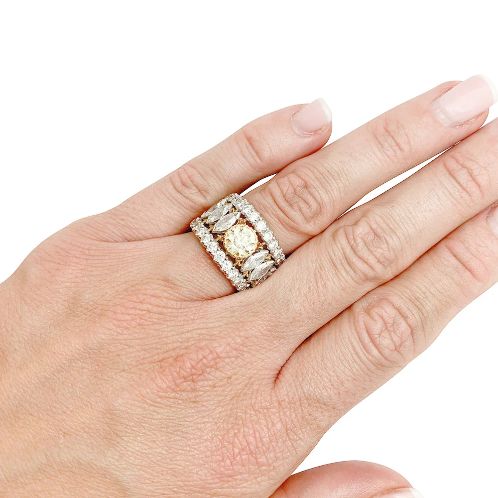 Bague bandeau BUCCELLATI, diamants jaune - Image 5