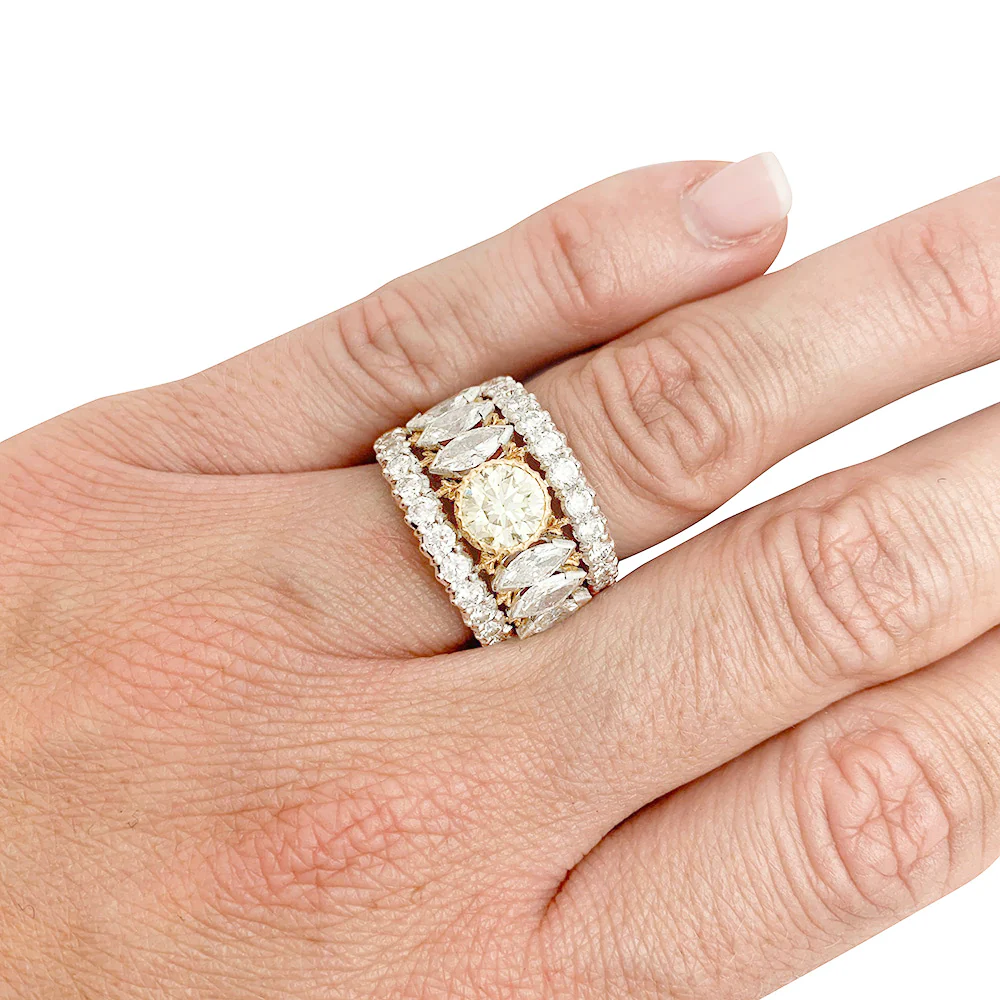 Bague bandeau BUCCELLATI, diamants jaune - Image 6
