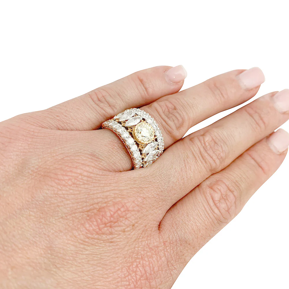 Bague bandeau BUCCELLATI, diamants jaune - Image 9