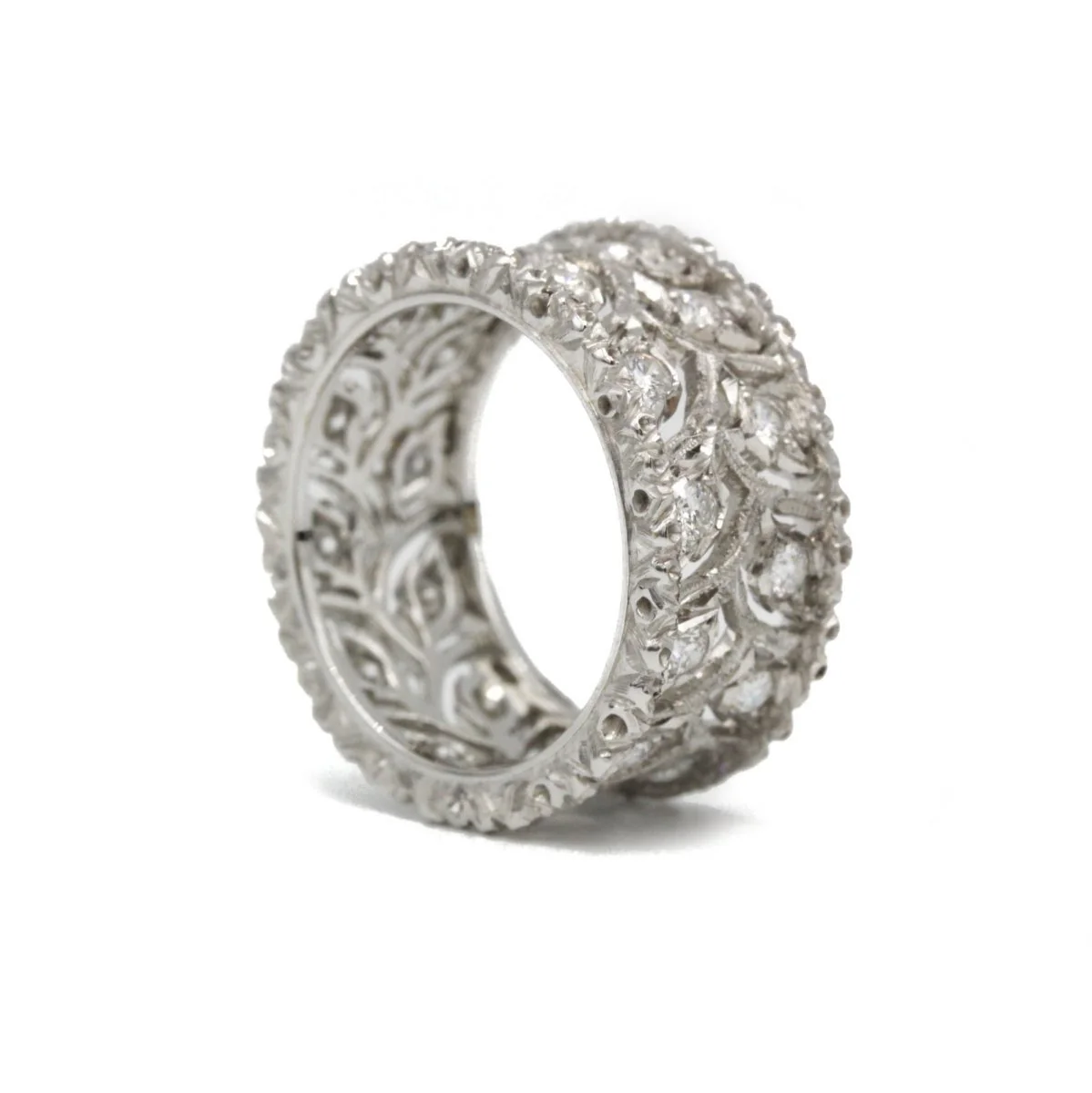 Bague Bandeau BUCCELLATI "Eternelle Ramage" en or blanc et diamants - Image 2