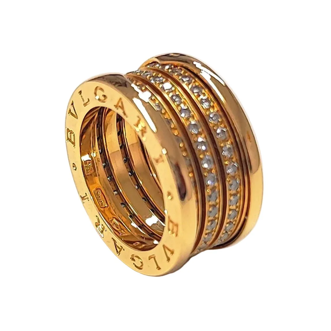 Bague Bandeau BULGARI "B.Zéro1" en or jaune et diamants