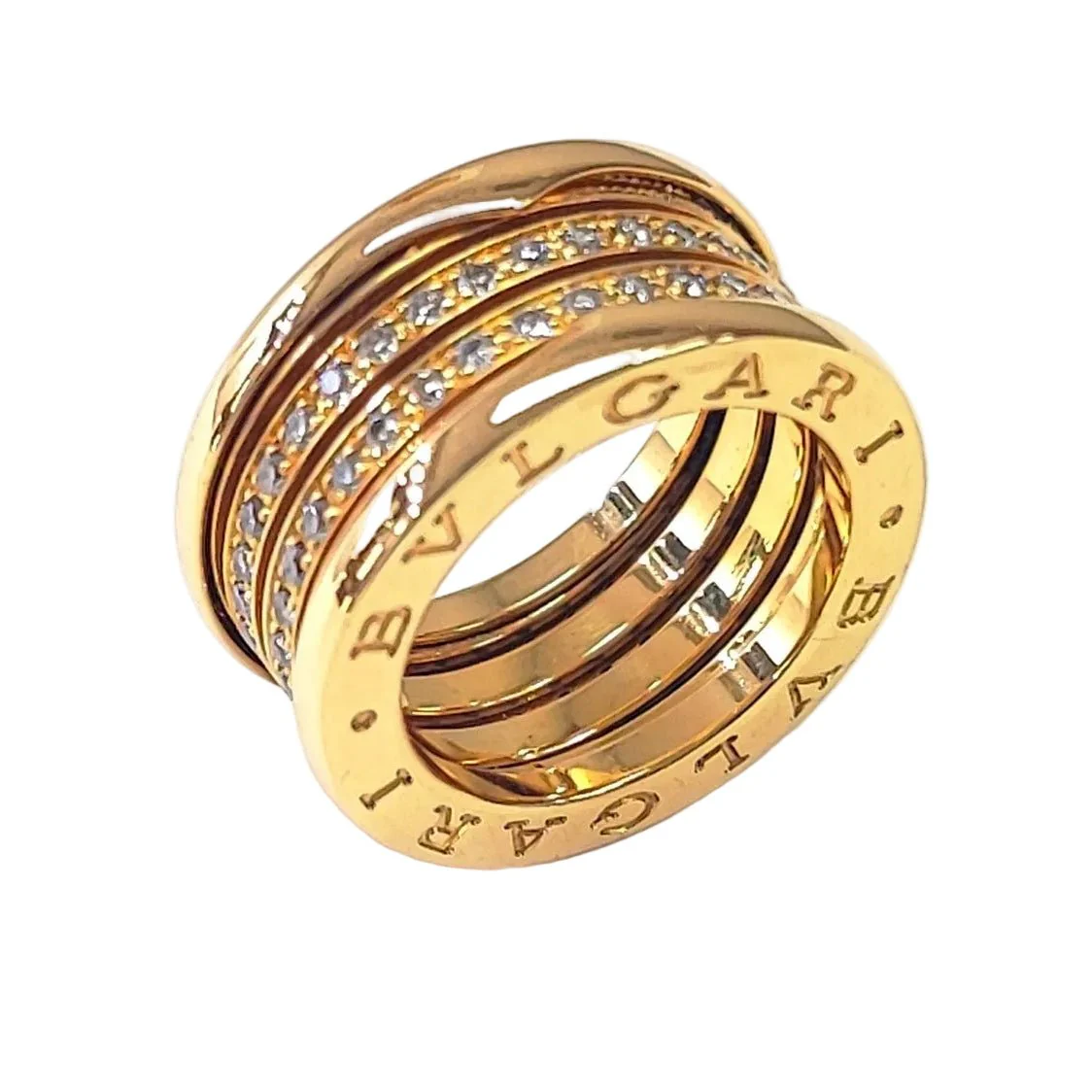Bague Bandeau BULGARI "B.Zéro1" en or jaune et diamants - Image 2