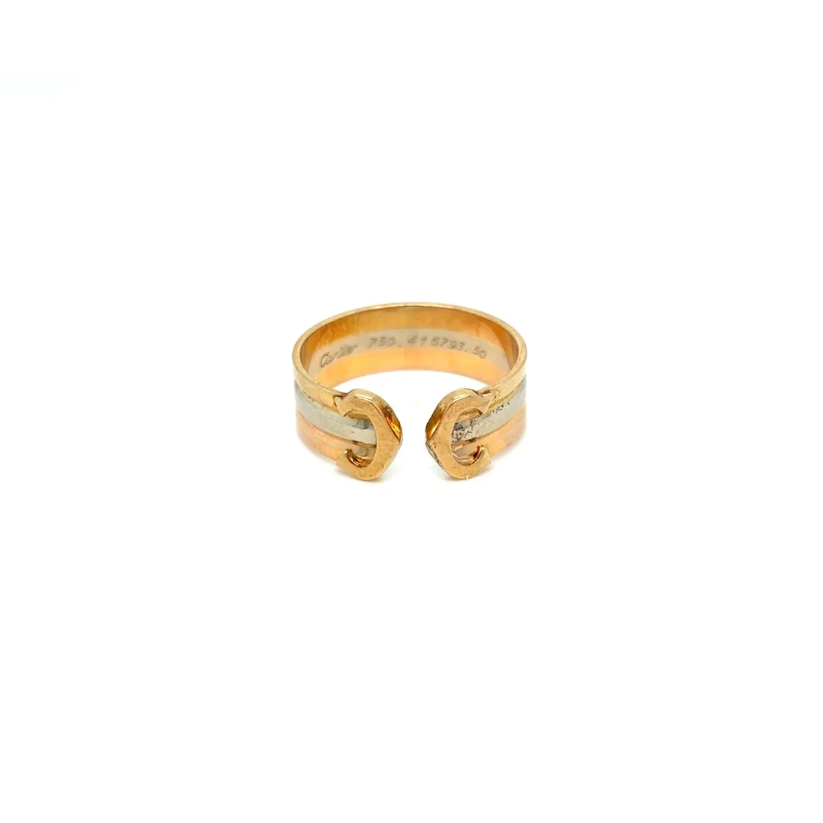 Bague Bandeau CARTIER "Double C" en or jaune, or blanc et or rose