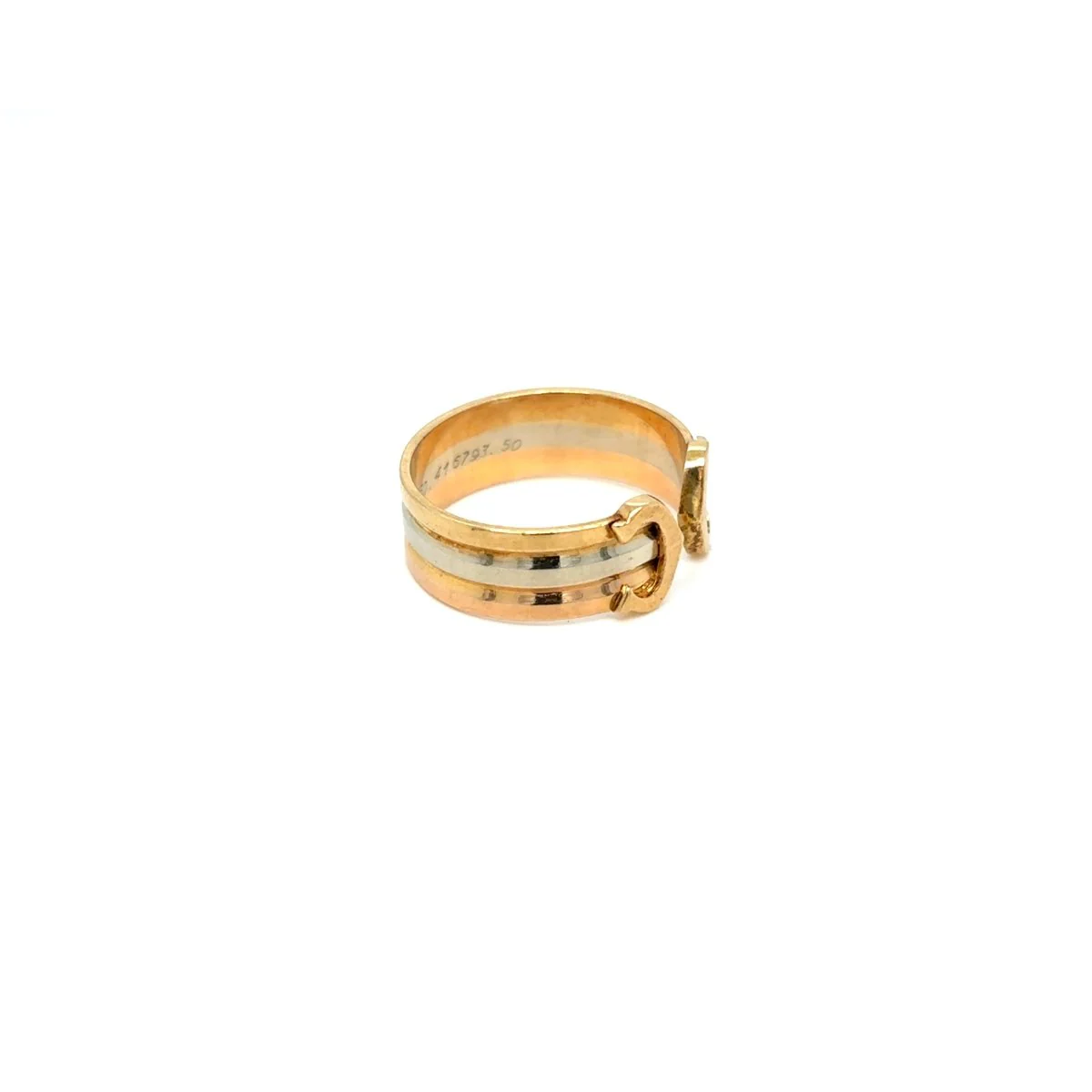 Bague Bandeau CARTIER "Double C" en or jaune, or blanc et or rose - Image 3