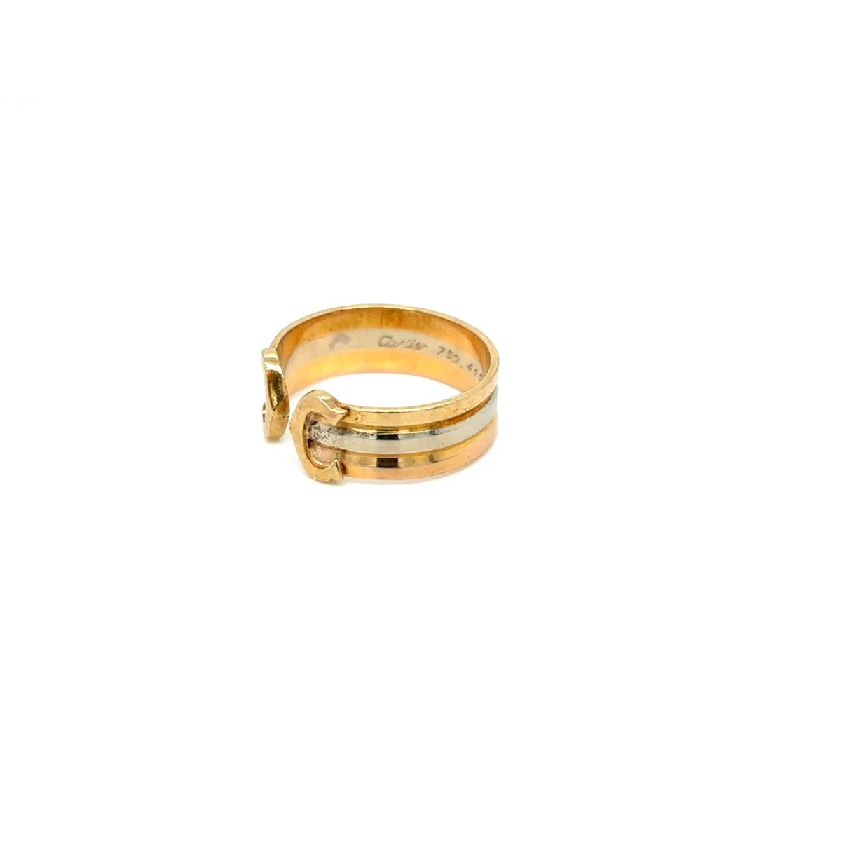 Bague Bandeau CARTIER "Double C" en or jaune, or blanc et or rose - Image 5