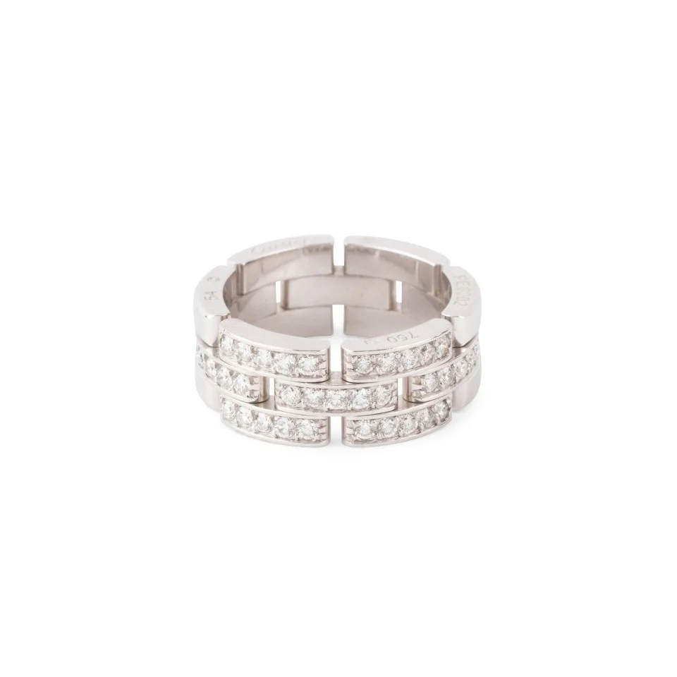 Bague Bandeau CARTIER "Maillon Panthère" en or blanc et diamants