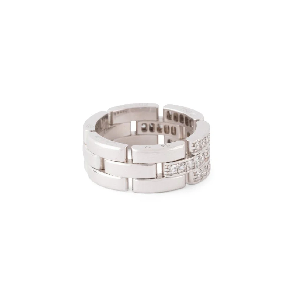 Bague Bandeau CARTIER "Maillon Panthère" en or blanc et diamants - Image 4