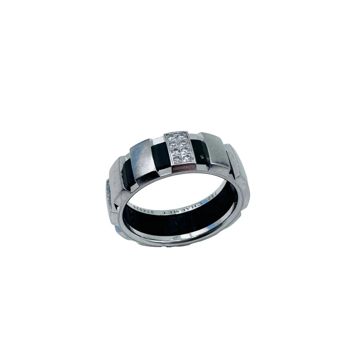 Bague Bandeau CHAUMET "Class One" en or blanc, diamants et caoutchouc - Image 13