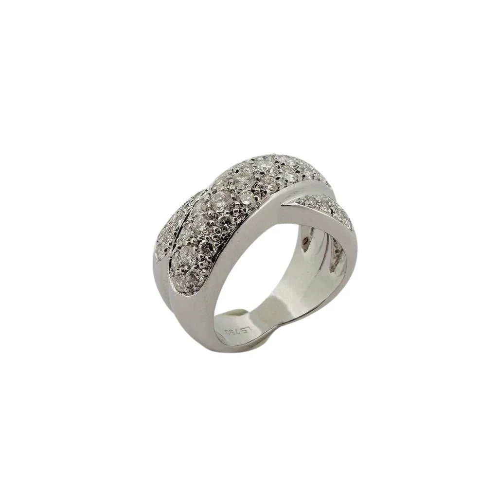 Bague Bandeau croisée en or blanc et diamants - Image 5