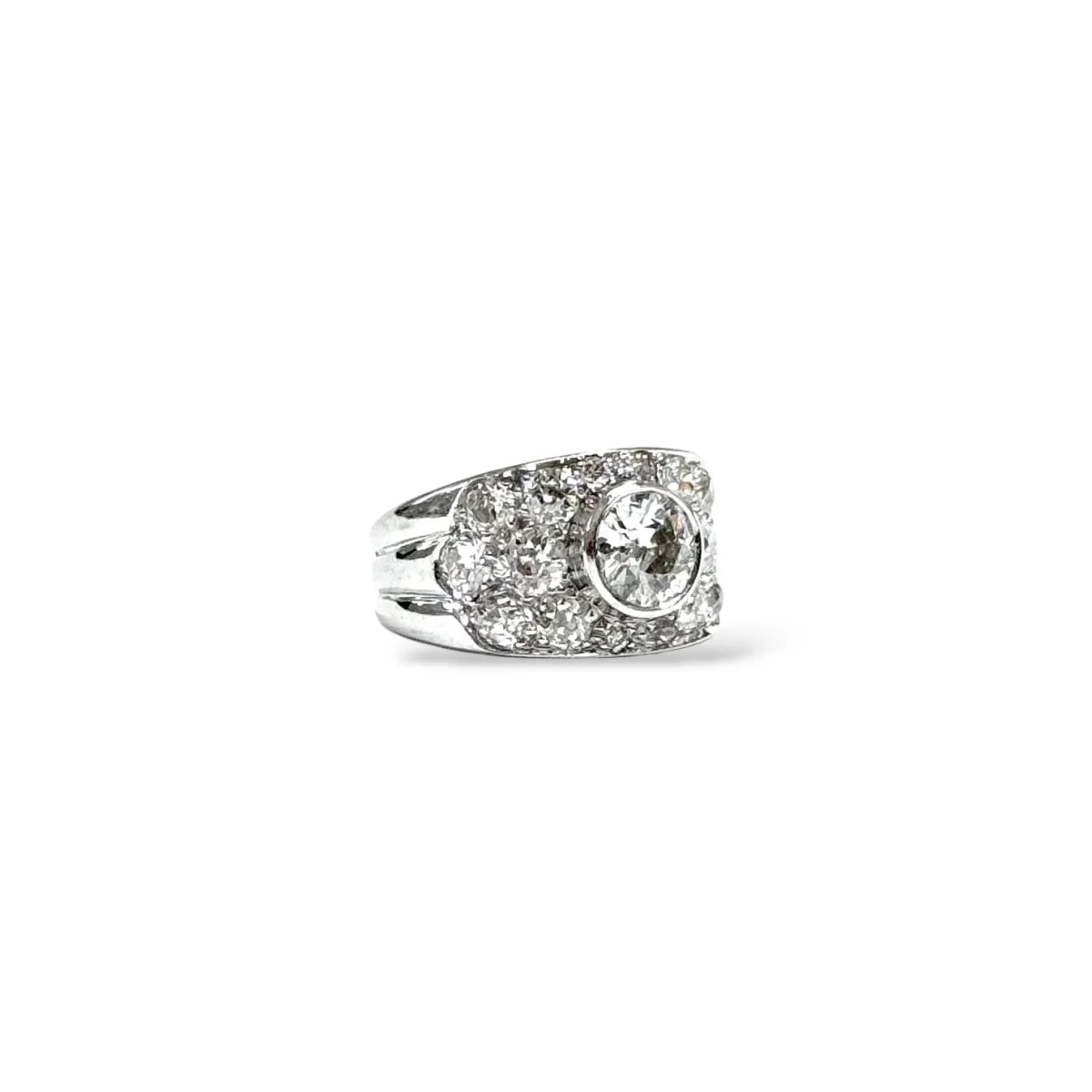 Bague bandeau en or gris et diamants