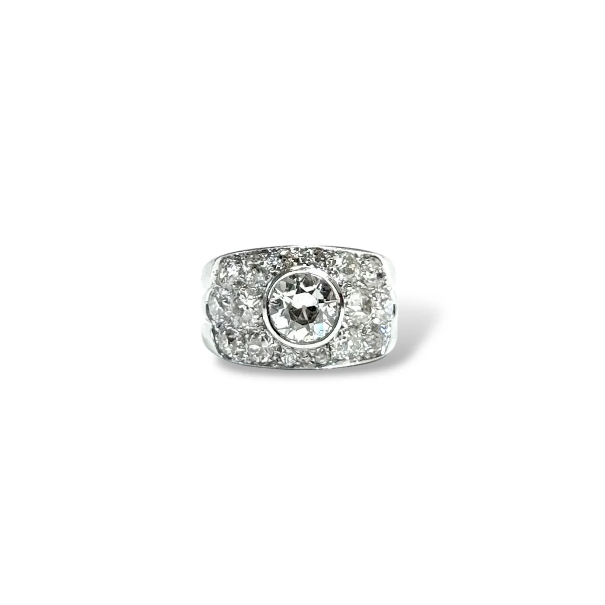 Bague bandeau en or gris et diamants - Image 6