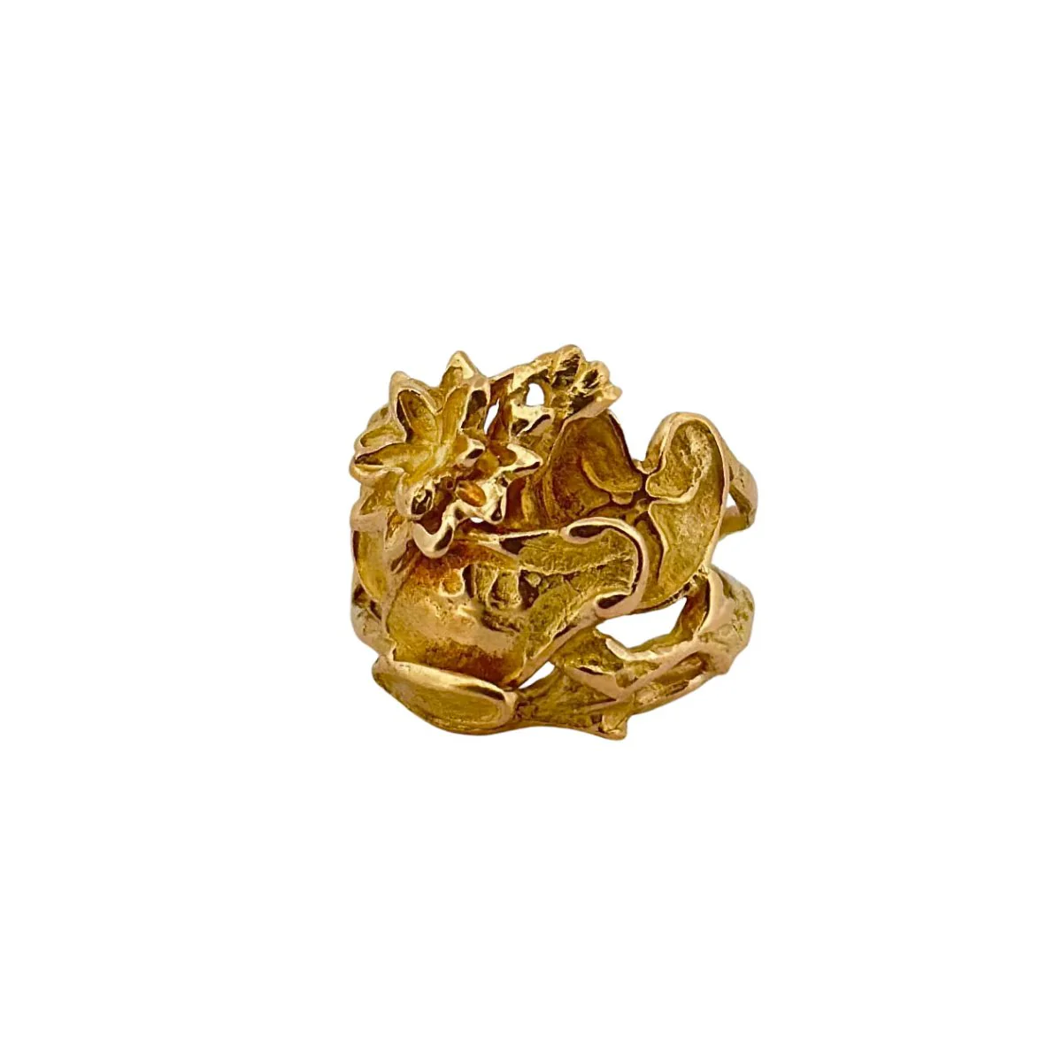 Bague Bandeau EMMANUELLE RICARD en or jaune à décor floral