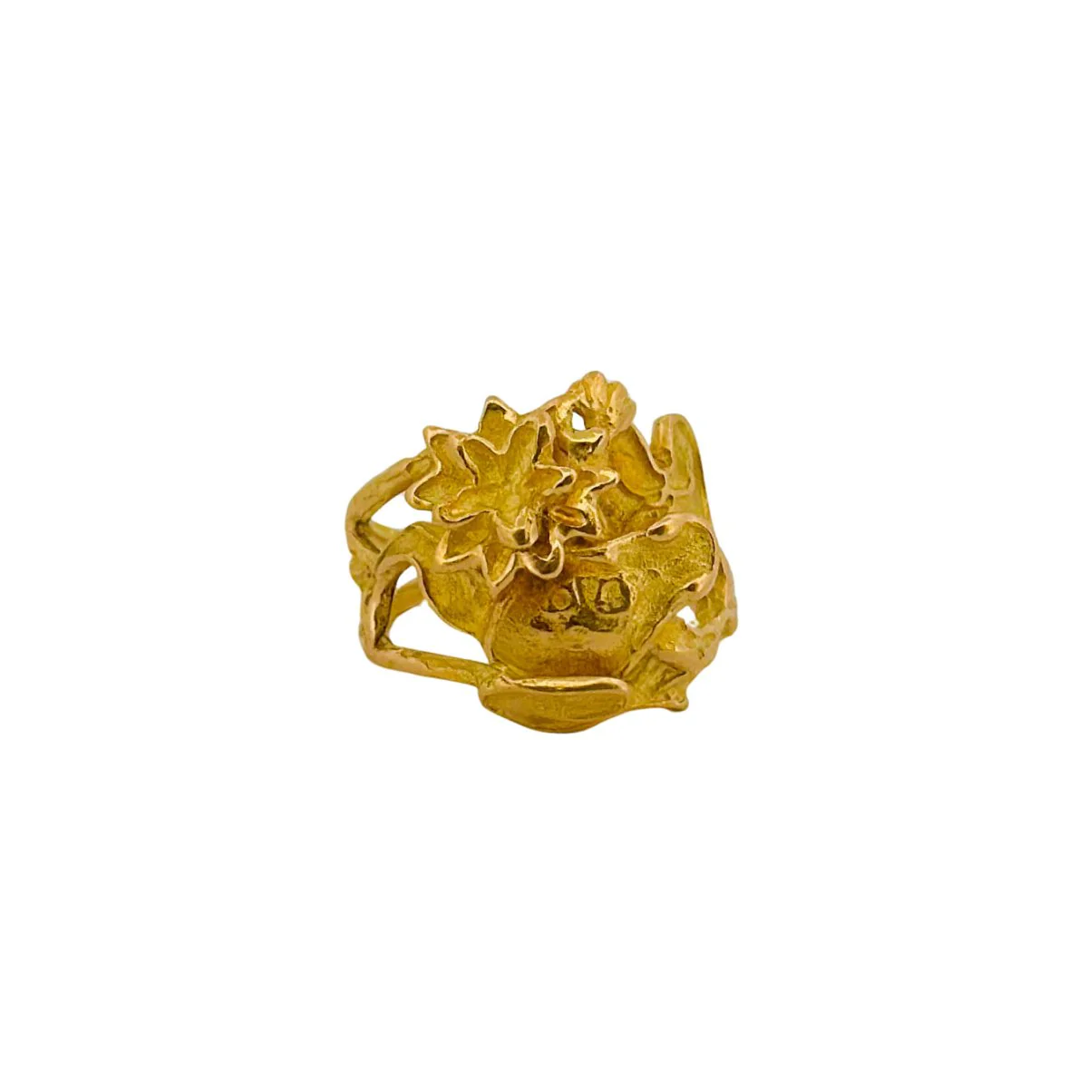 Bague Bandeau EMMANUELLE RICARD en or jaune à décor floral - Image 3