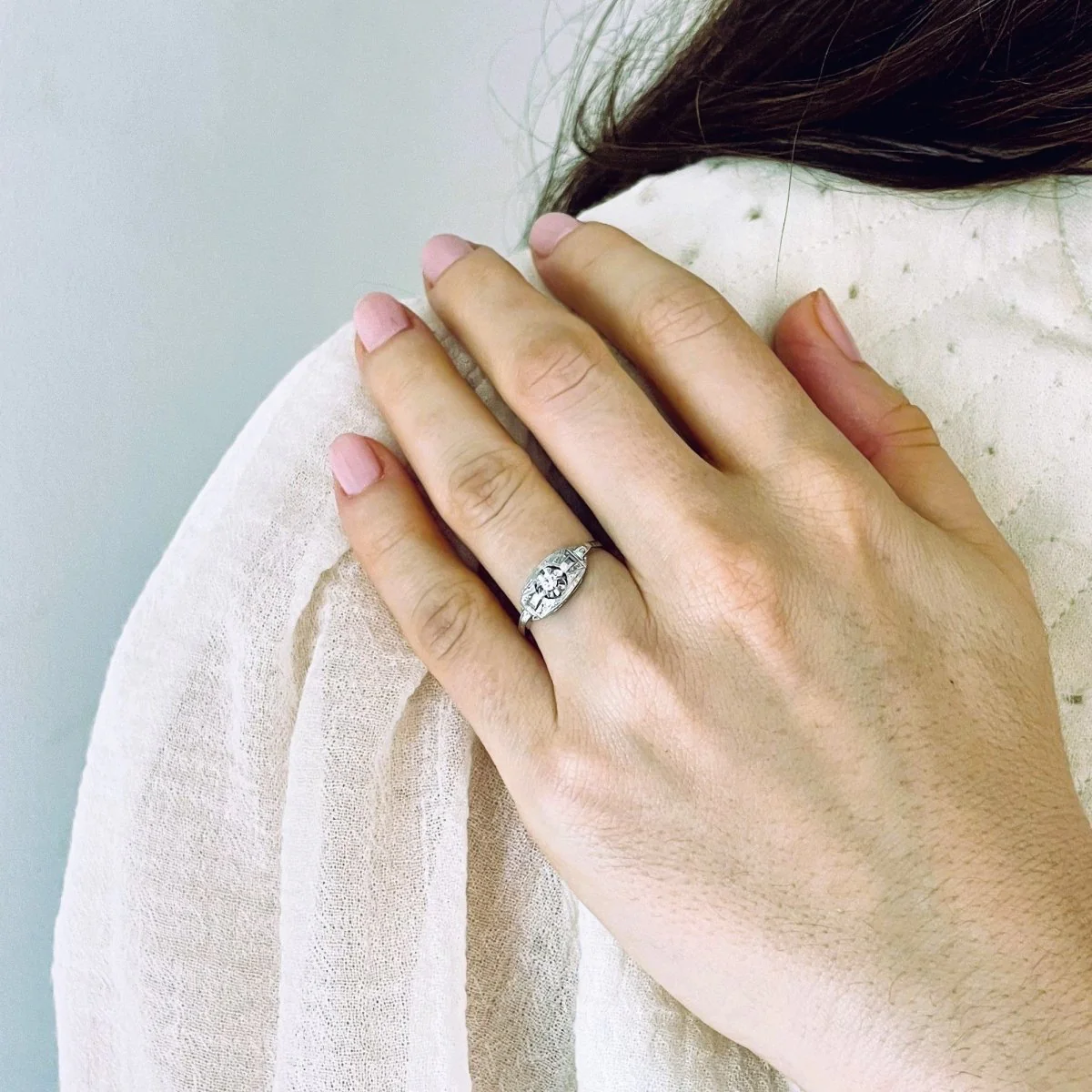 Bague Bandeau en or blanc et diamant - Image 2