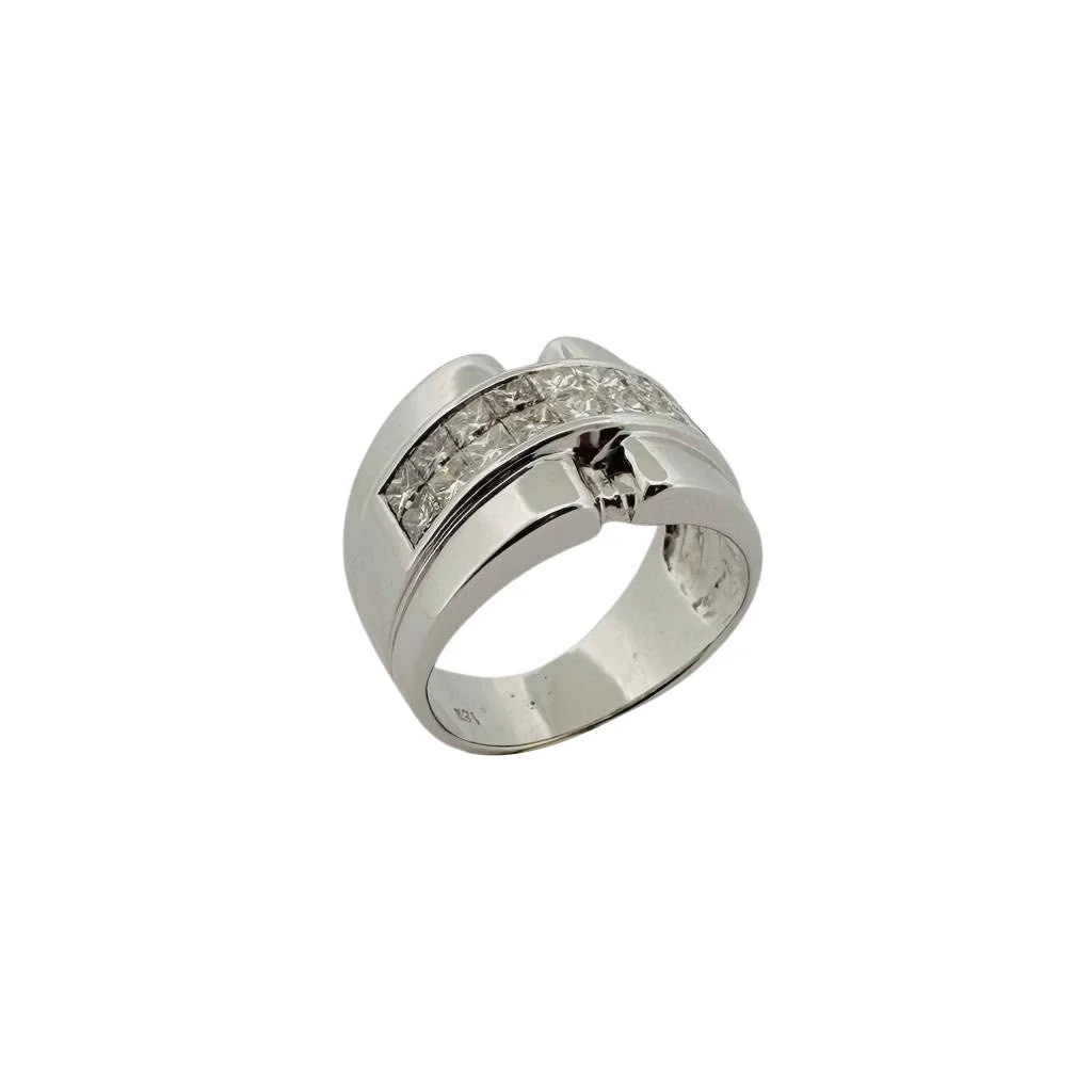 Bague Bandeau en or blanc et diamants - Image 2