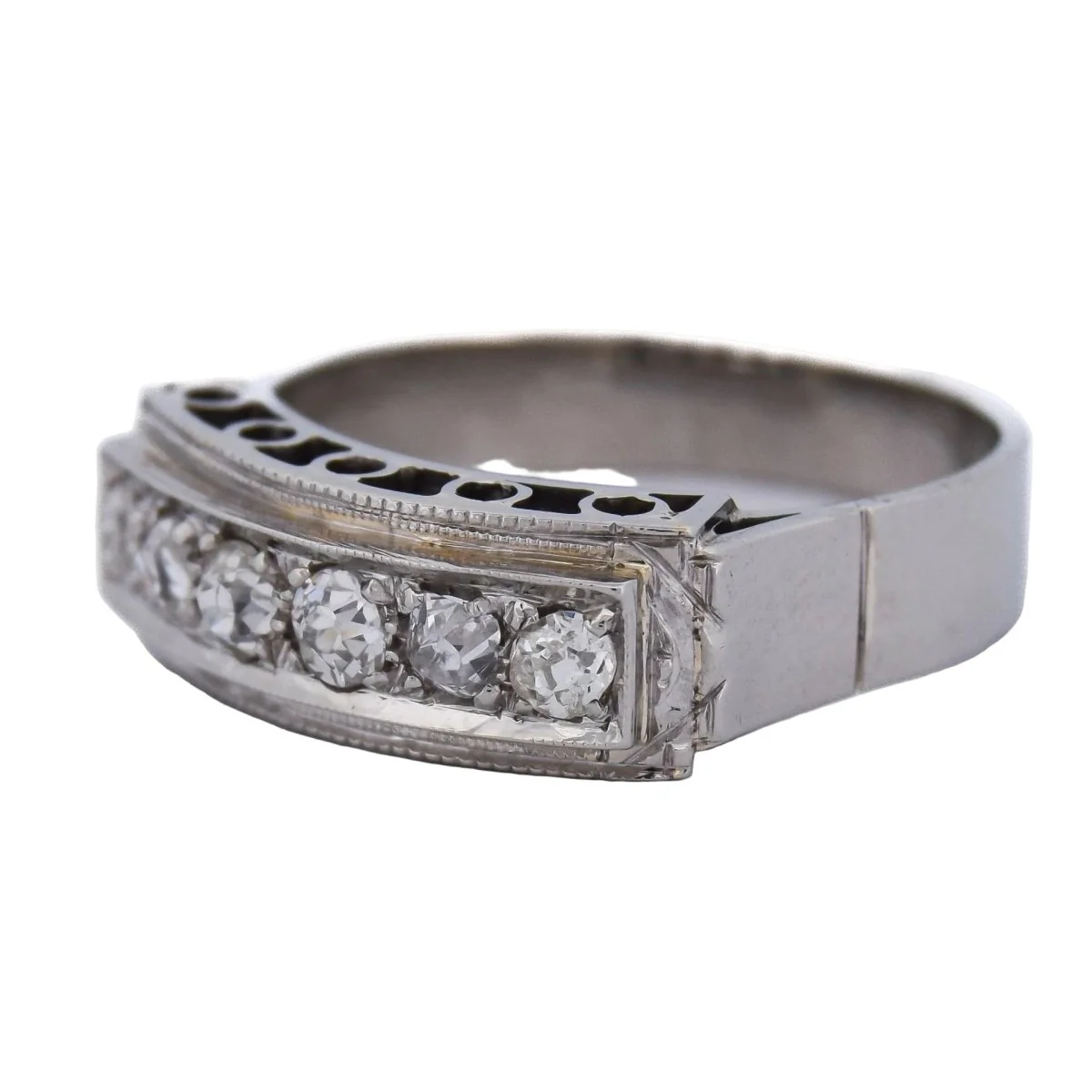 Bague Bandeau en or blanc et diamants - Image 3