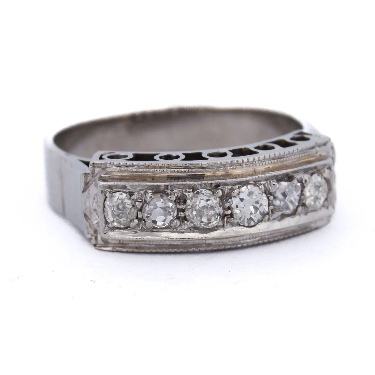 Bague Bandeau en or blanc et diamants - Image 8