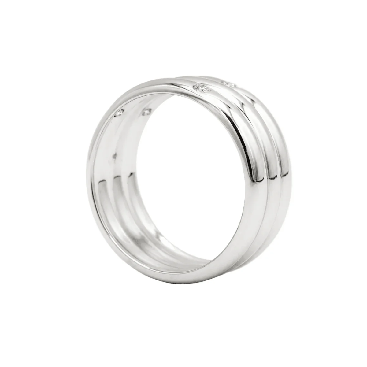 Bague Bandeau en or blanc et diamants - Image 5