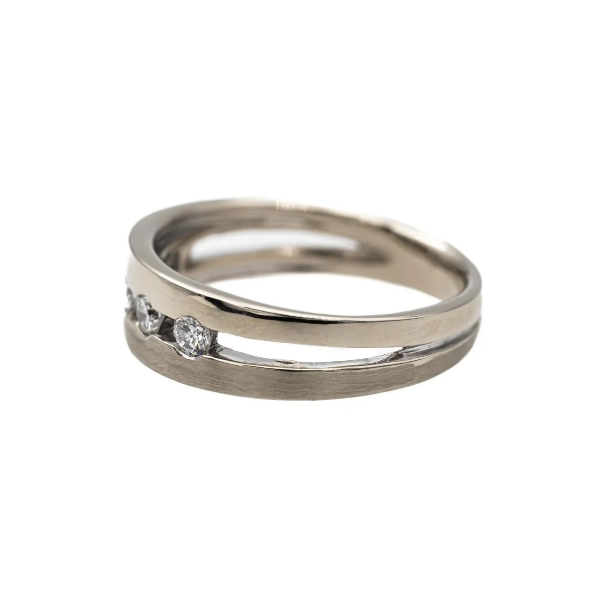 Bague Bandeau en or blanc et diamants - Image 4