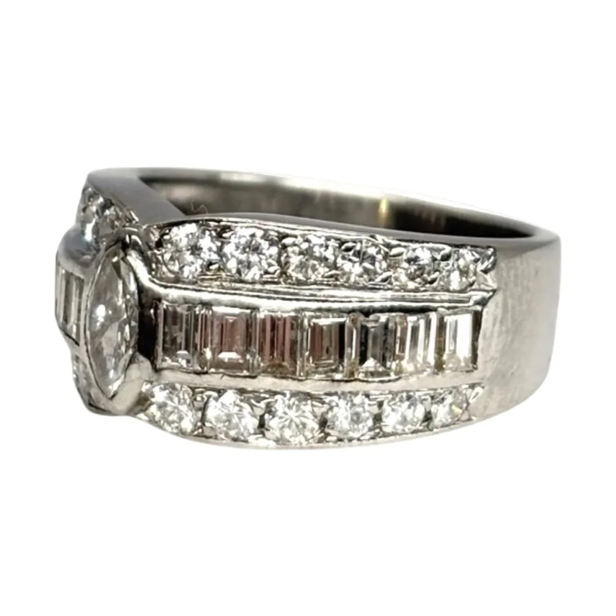 Bague Bandeau en or blanc et diamants - Image 3