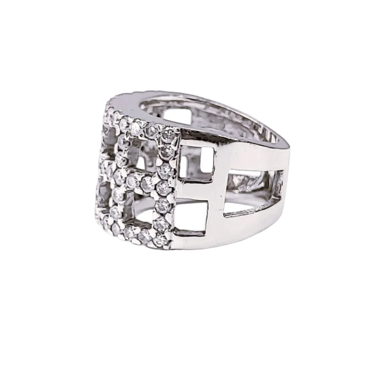 Bague Bandeau en or blanc et diamants - Image 8