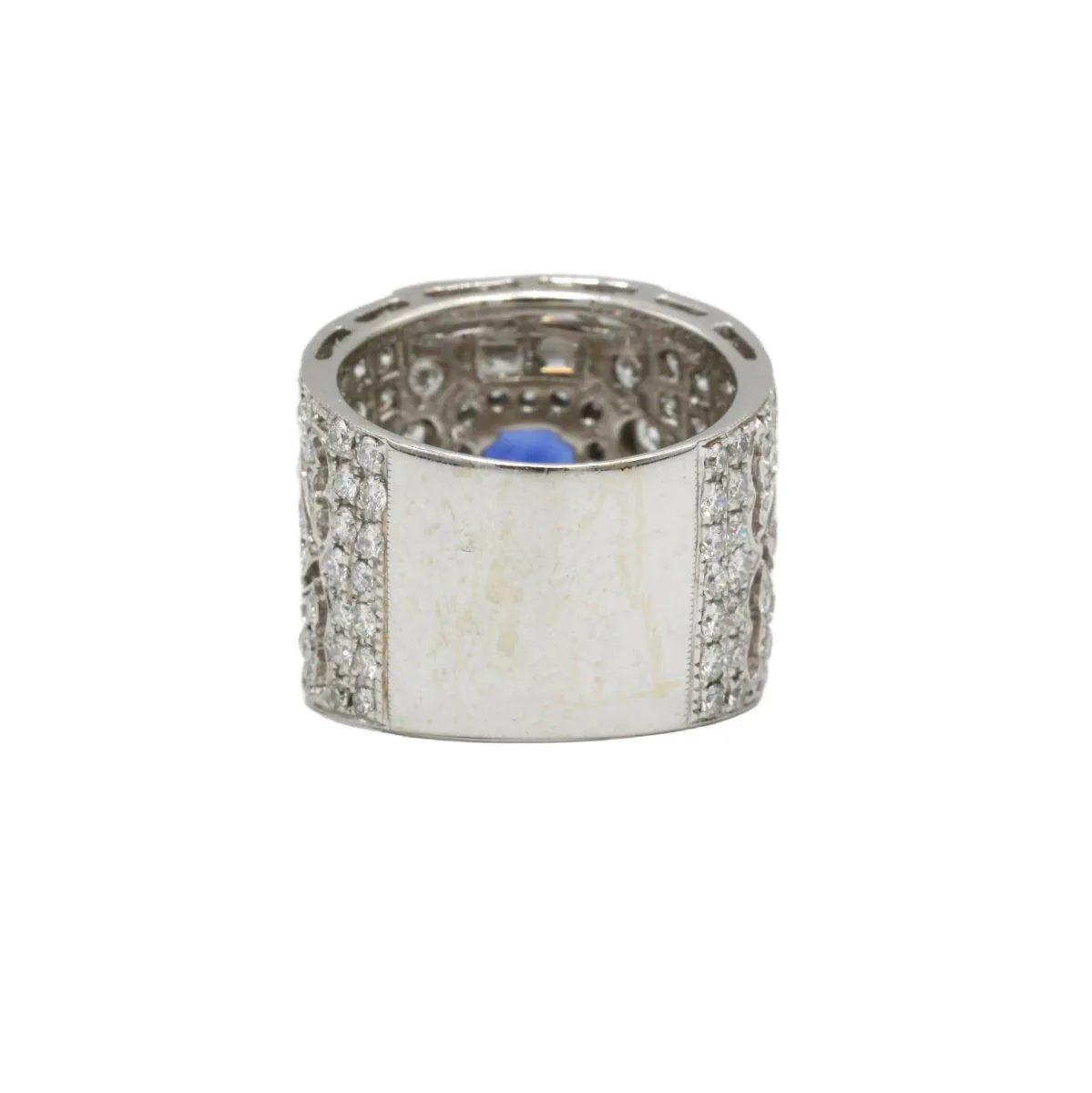 Bague Bandeau en or blanc, saphir et diamants - Image 5