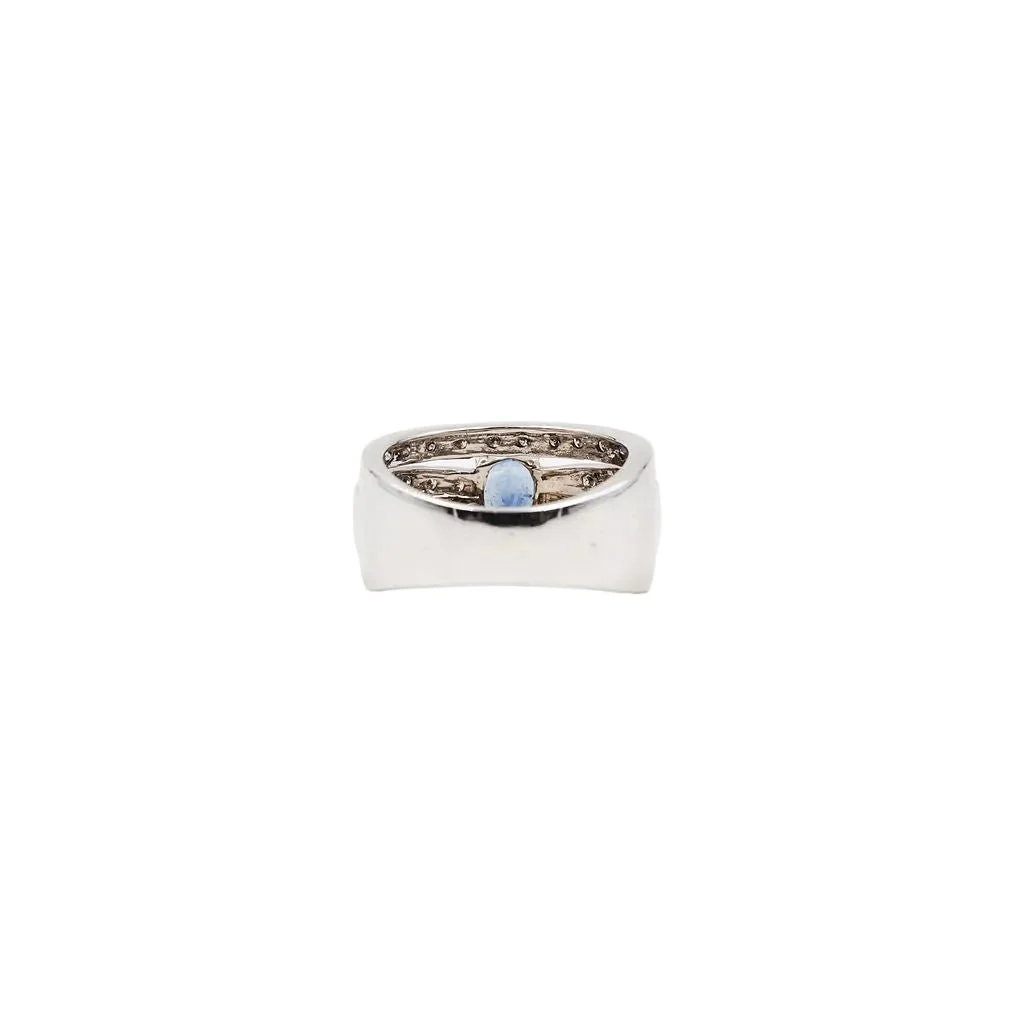 Bague Bandeau en or blanc, saphir et diamants - Image 4