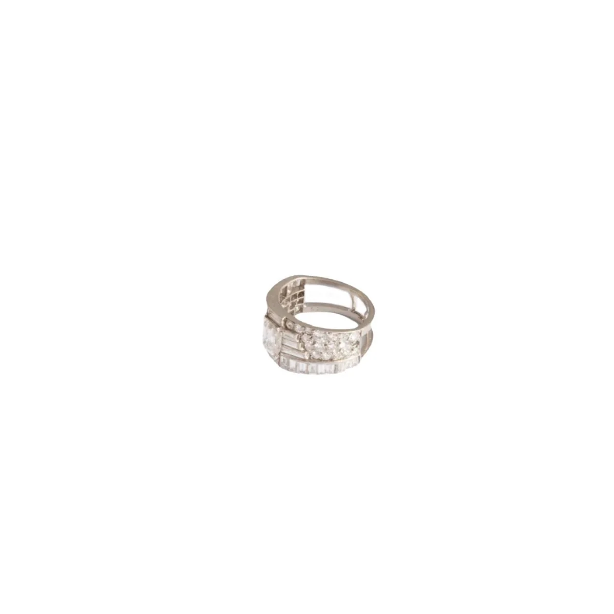 Bague bandeau en or gris et diamants - Image 2