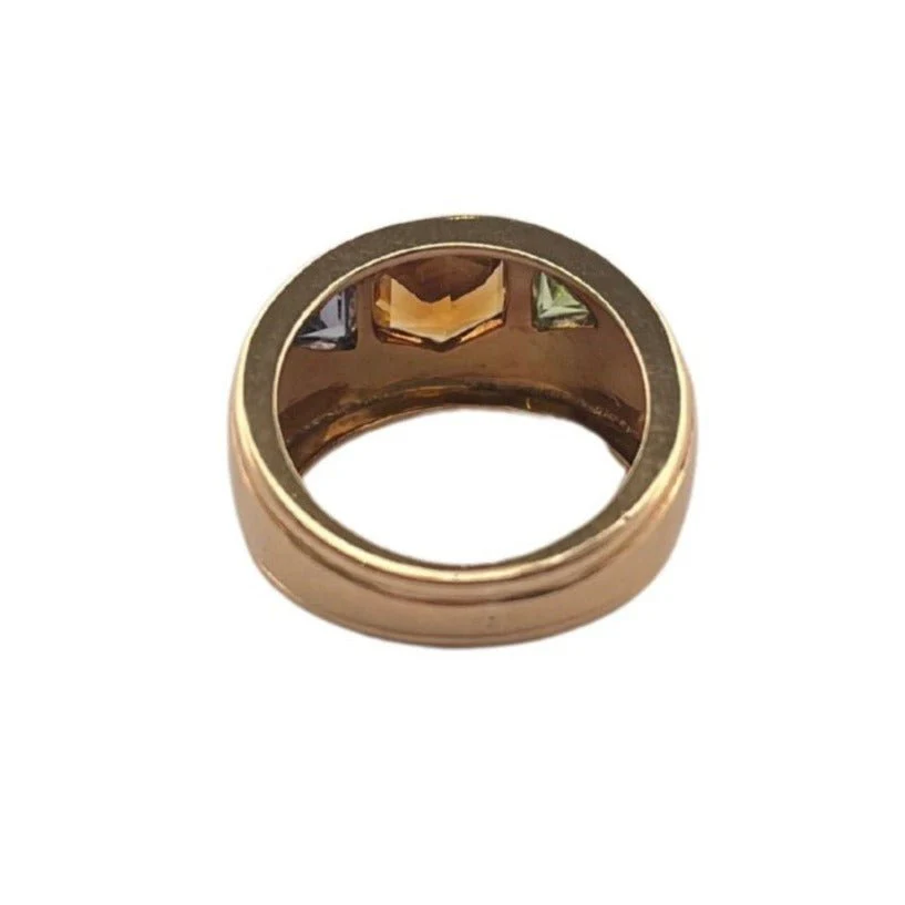 Bague Bandeau en or jaune, citrine, tanzanite et péridot - Image 3