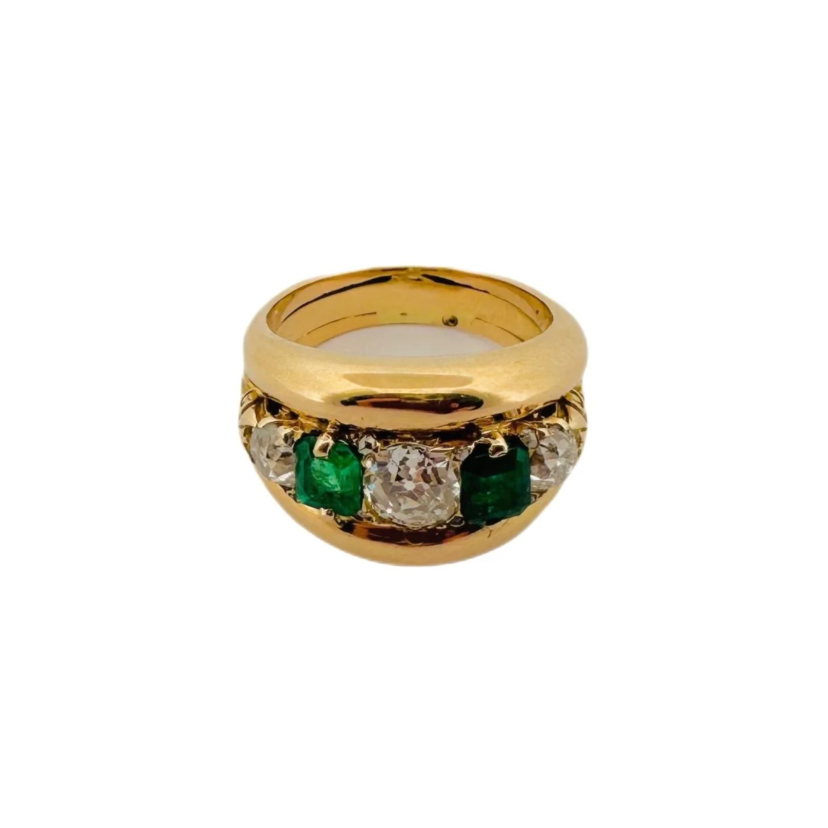 Bague Bandeau en or jaune, émeraudes et diamants - Image 3