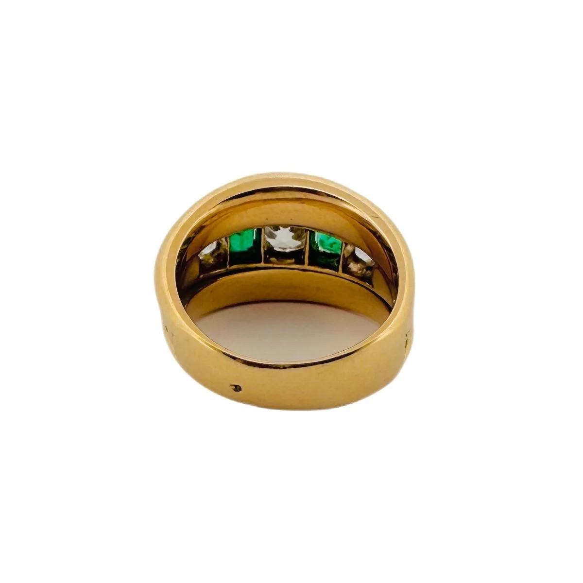 Bague Bandeau en or jaune, émeraudes et diamants - Image 5