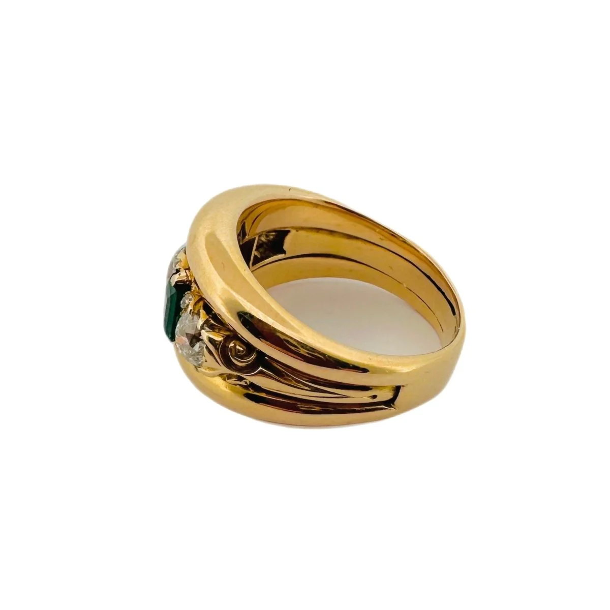 Bague Bandeau en or jaune, émeraudes et diamants - Image 6