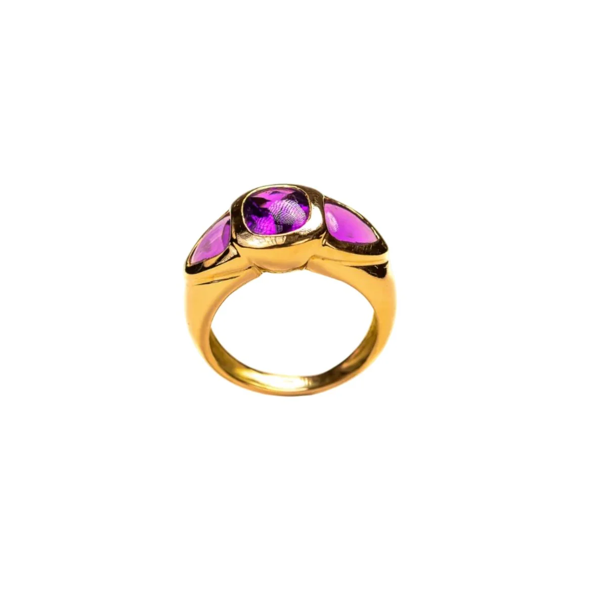 Bague Bandeau en or jaune et améthystes - Image 4