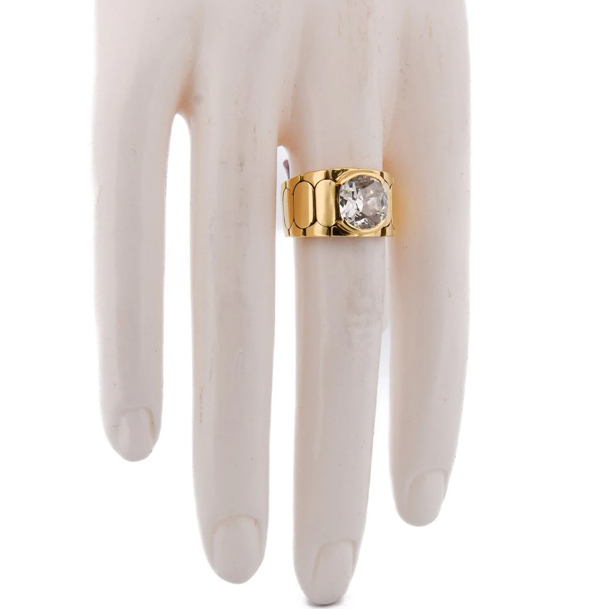 Bague Bandeau en or jaune et diamant - Image 2