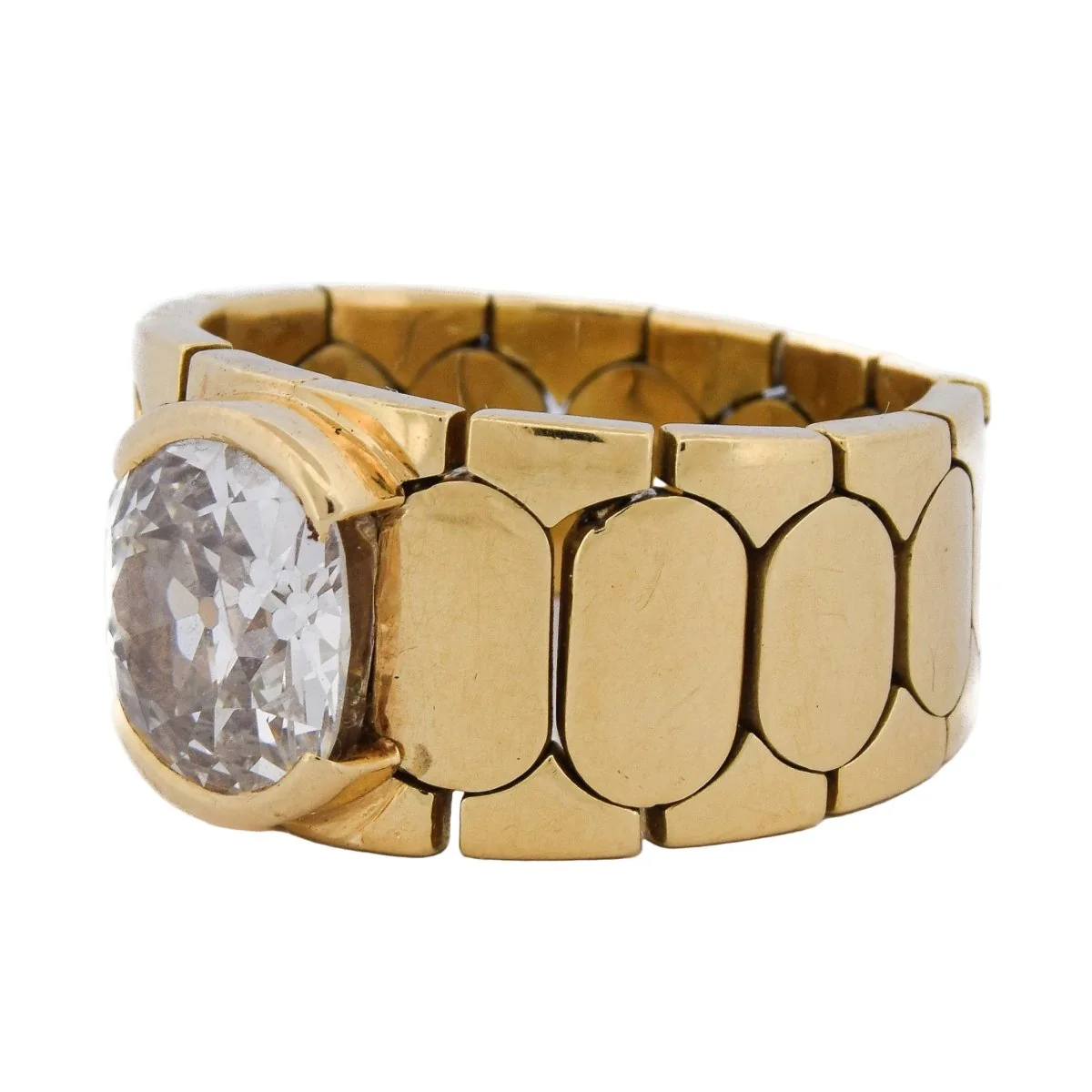 Bague Bandeau en or jaune et diamant - Image 3