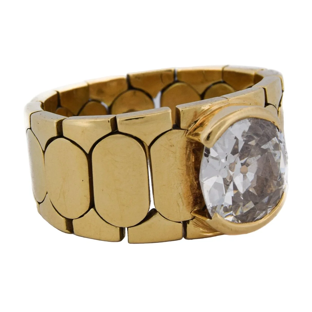Bague Bandeau en or jaune et diamant - Image 7