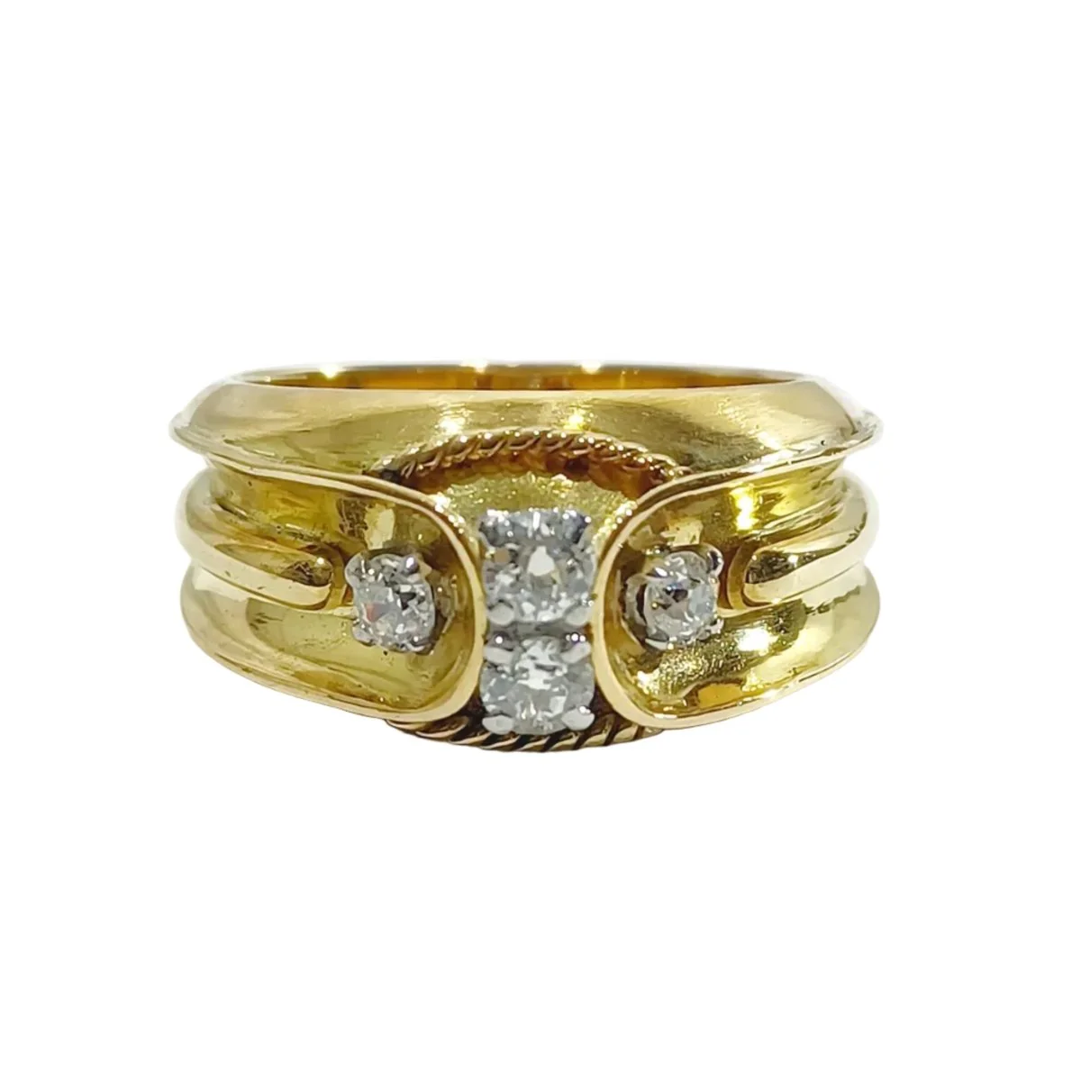 Bague Bandeau en or jaune et diamants