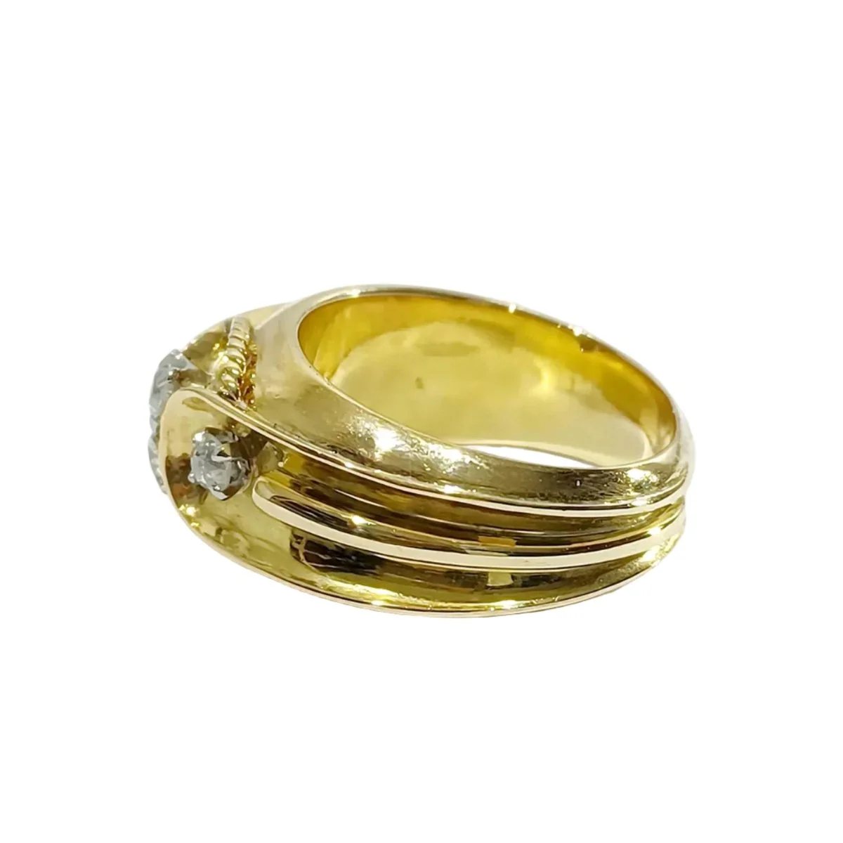Bague Bandeau en or jaune et diamants - Image 4
