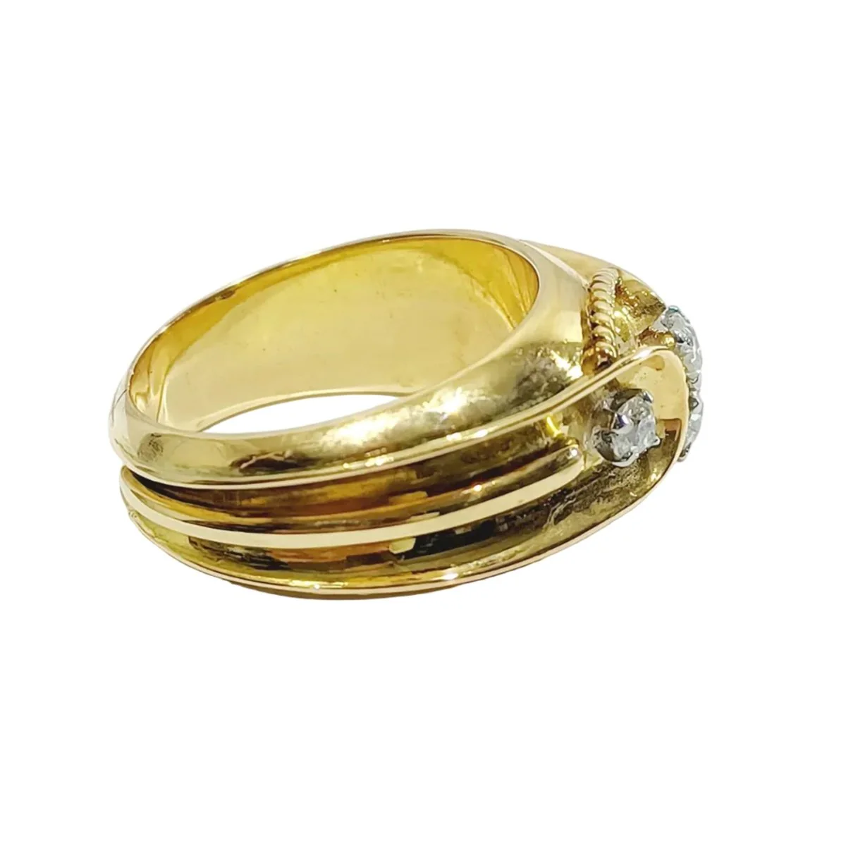 Bague Bandeau en or jaune et diamants - Image 6