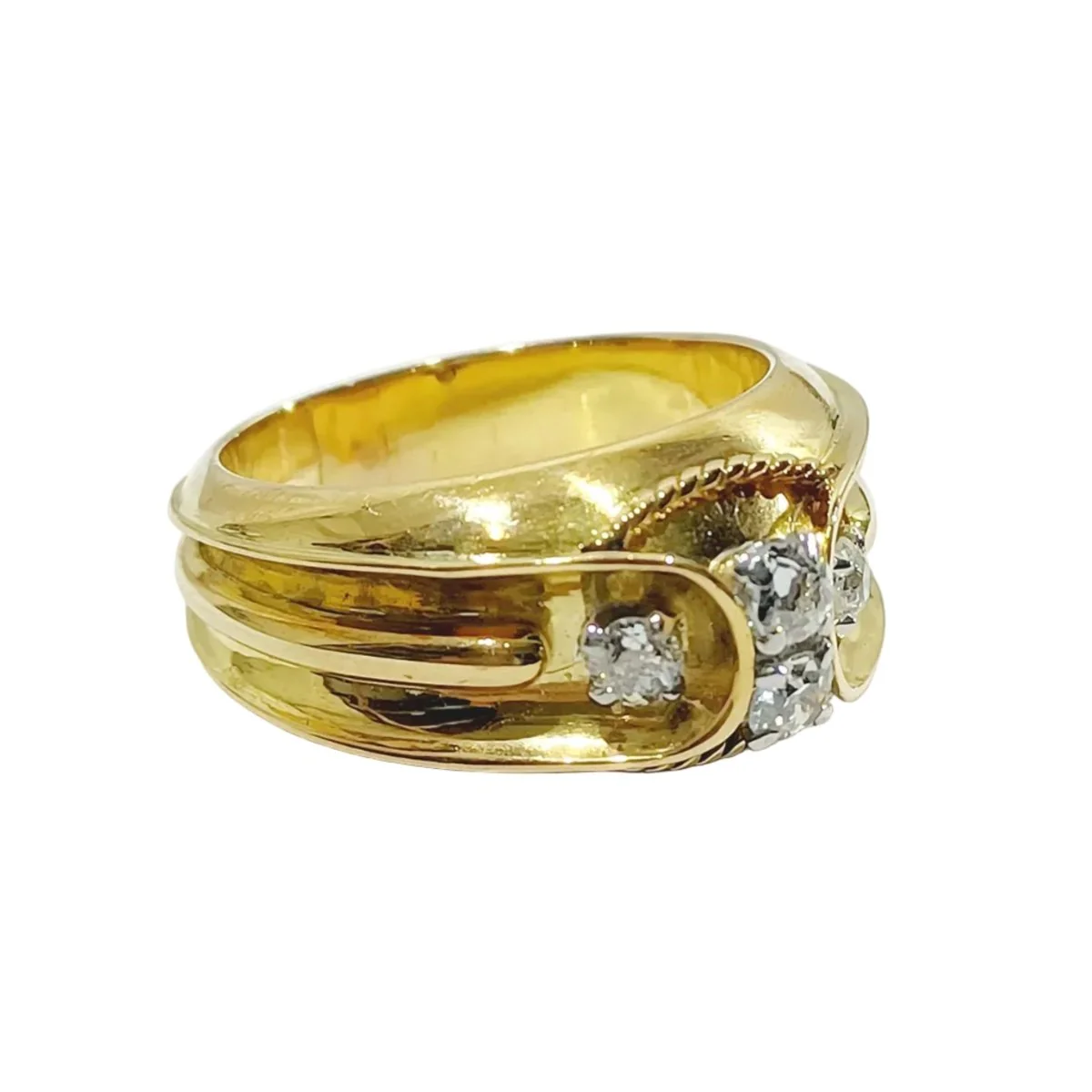Bague Bandeau en or jaune et diamants - Image 7