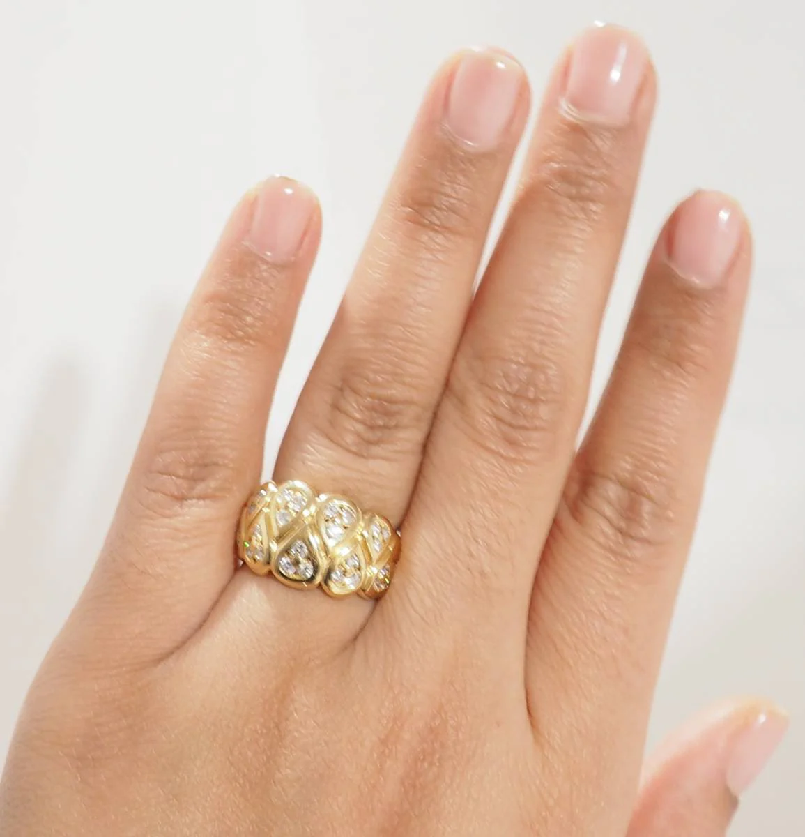 Bague Bandeau en or jaune et diamants - Image 2