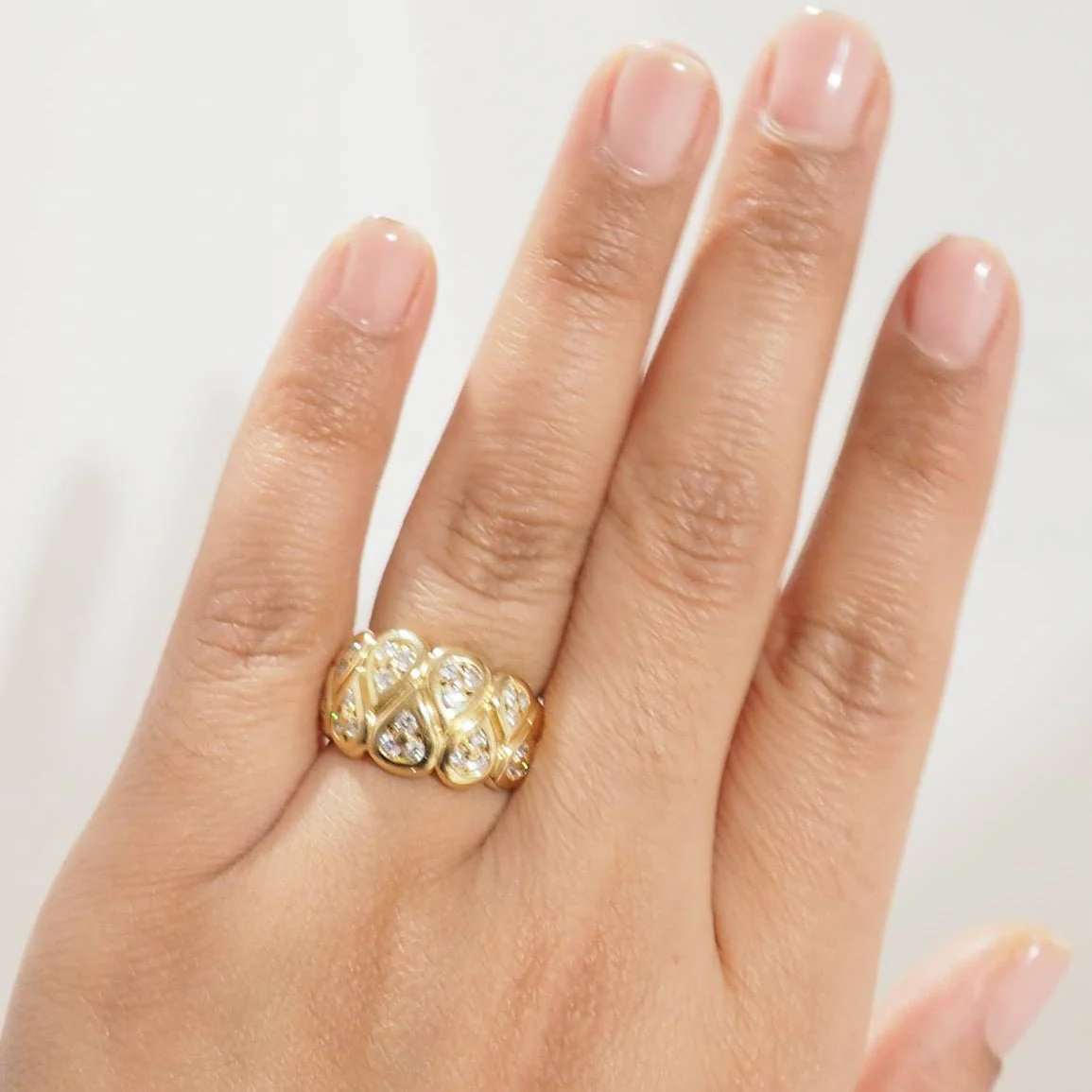 Bague Bandeau en or jaune et diamants - Image 9