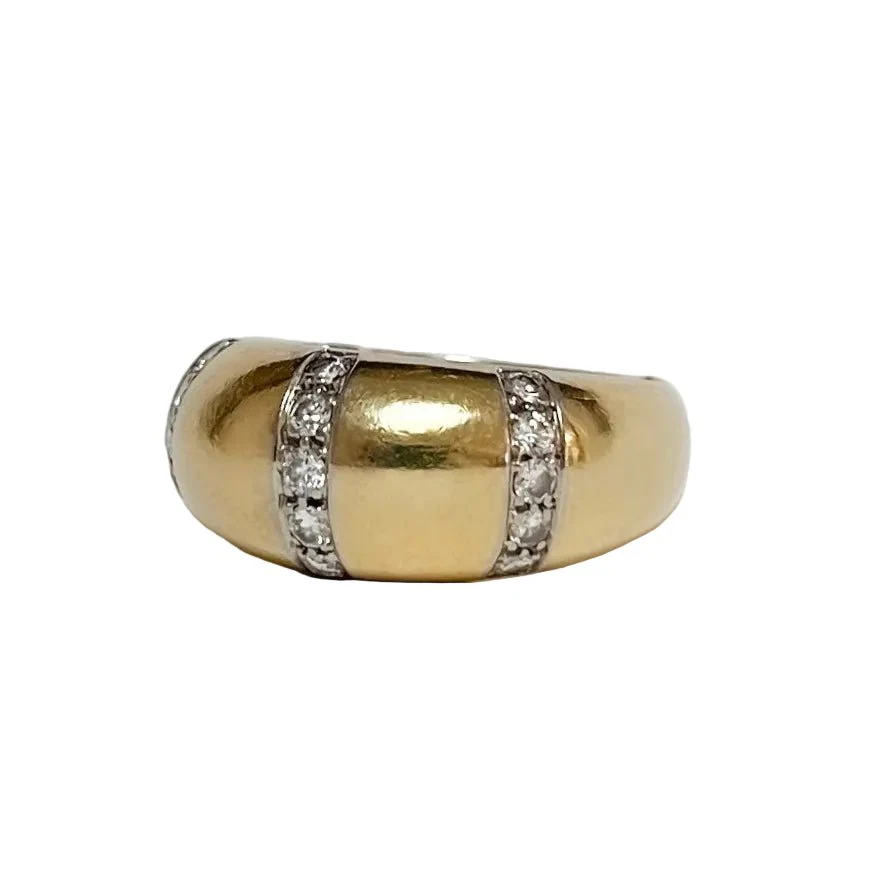 Bague Bandeau en or jaune et diamants - Image 3
