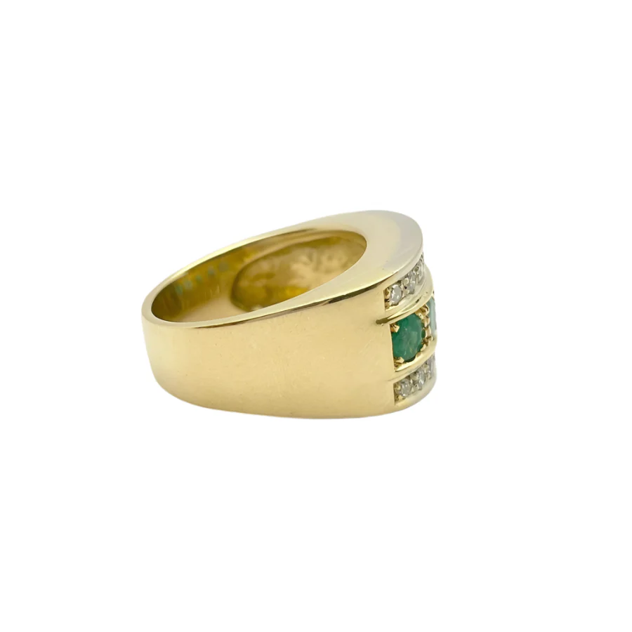 Bague Bandeau en or jaune, or blanc, émeraudes et diamants - Image 3