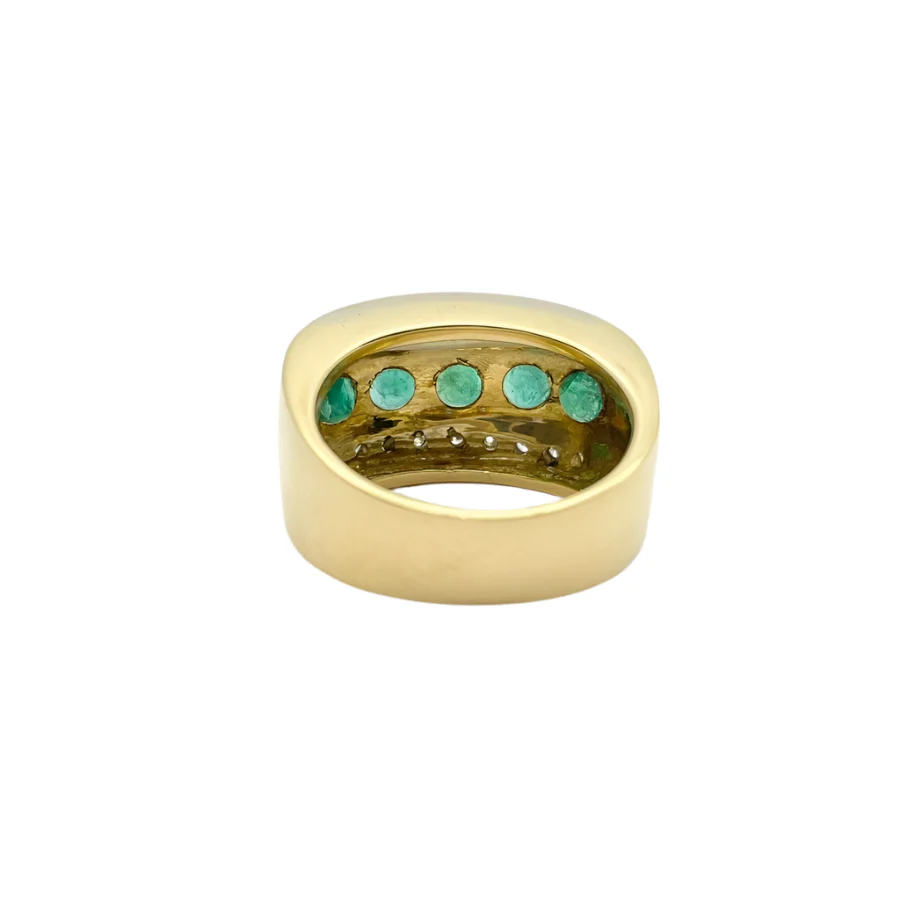 Bague Bandeau en or jaune, or blanc, émeraudes et diamants - Image 4