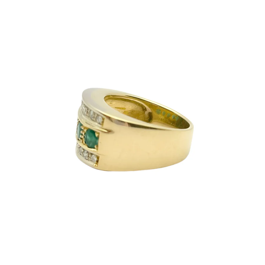 Bague Bandeau en or jaune, or blanc, émeraudes et diamants - Image 5