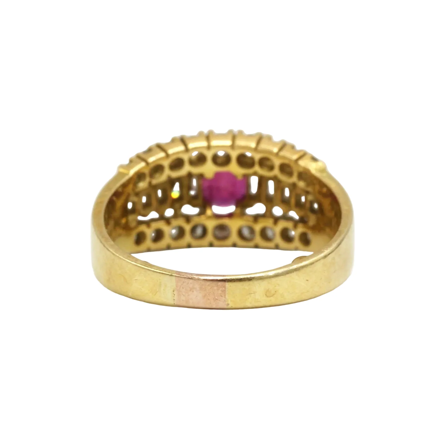 Bague Bandeau en or jaune, rubis et diamants - Image 4