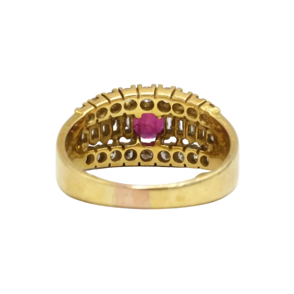 Bague Bandeau en or jaune, rubis et diamants - Image 5