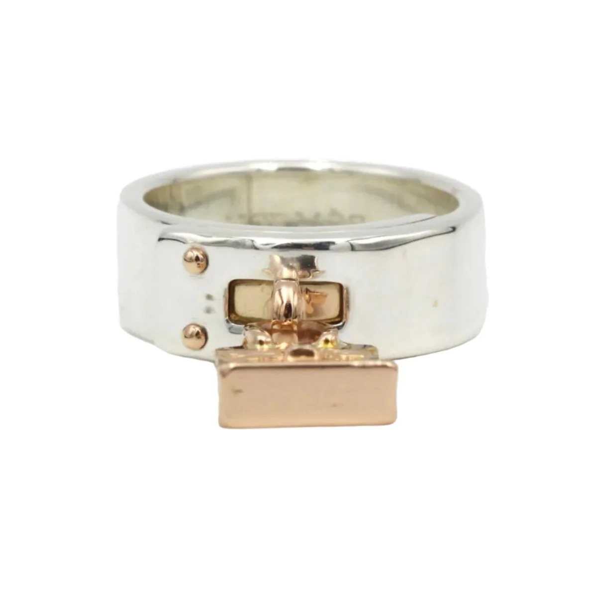 Bague Bandeau HERMÈS "Amulettes" en or rose et argent