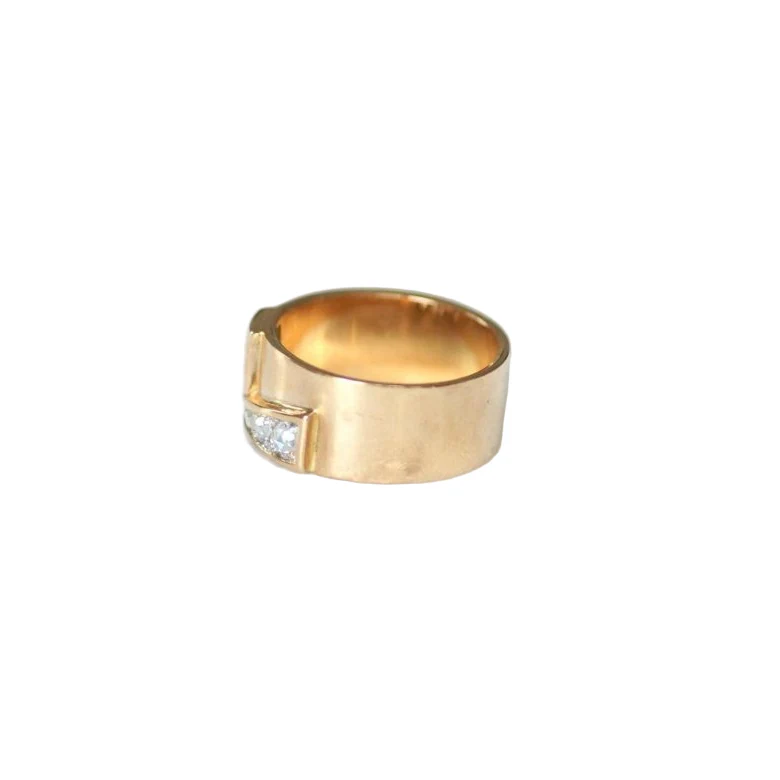 Bague Bandeau en or rose, platine et diamants - Image 3